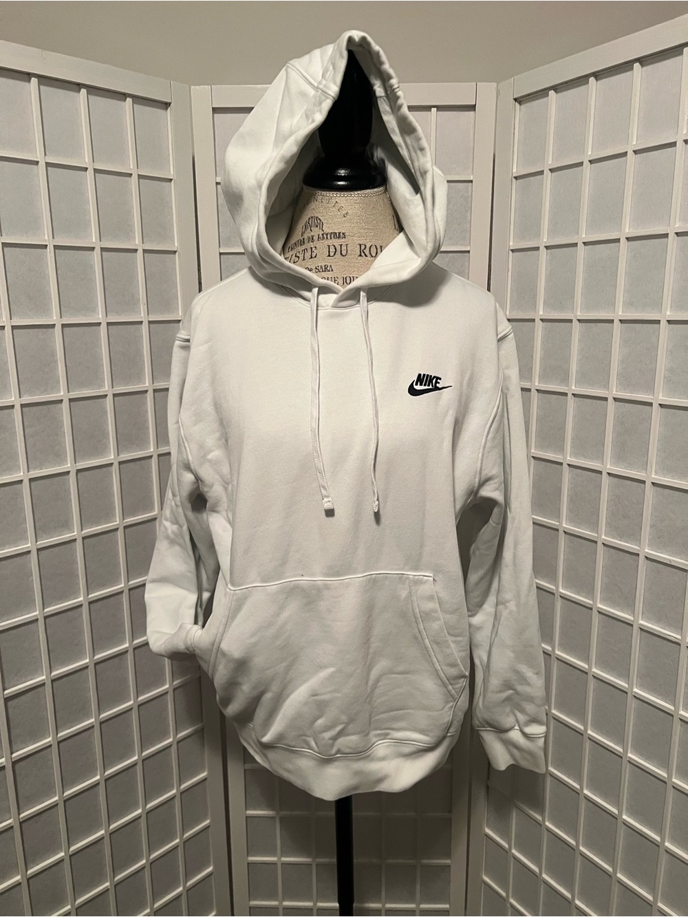 Nike White Pullover Hoodie with Black Swoosh
